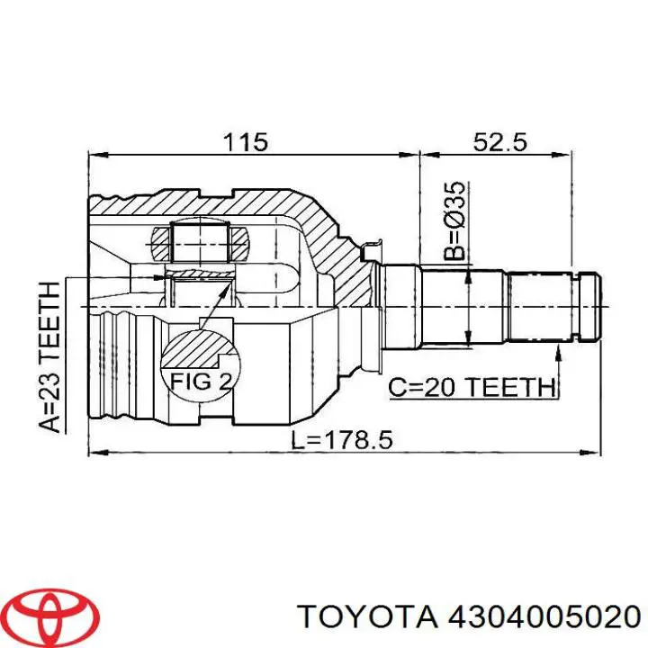ШРКШ внутрішній, передній, лівий Toyota 4304005020 ціна, від 32.60 USD