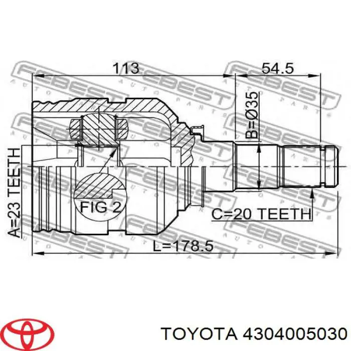 4304005030 Toyota ШРКШ внутрішній, передній, лівий