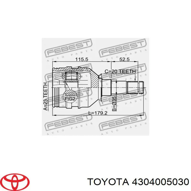 Купити 4304005030 Toyota Граната внутрішня, передня, ліва