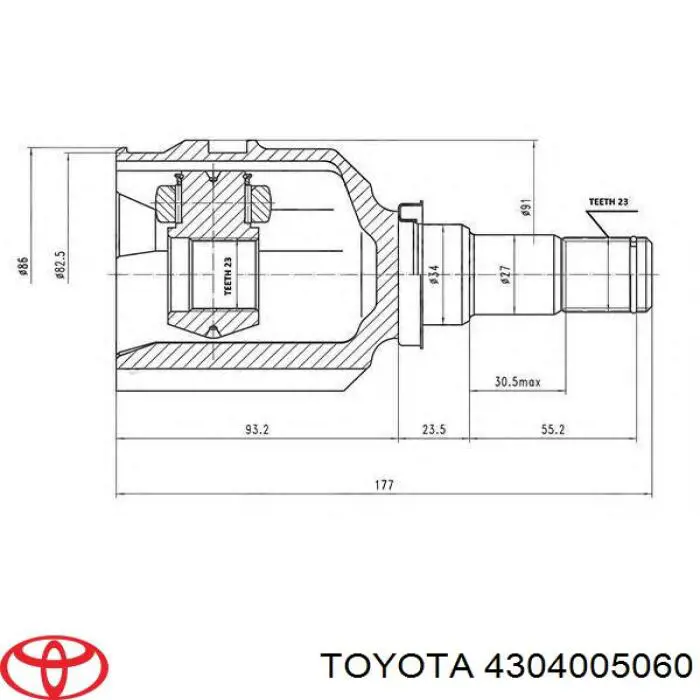 Купити 4304005060 Toyota Граната внутрішня ліва