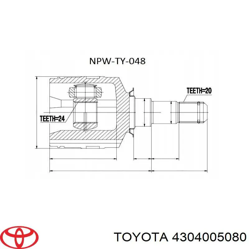 Шарнір кутових швидкостей передній лівий Toyota 4304005080 ціна, від 37.81 USD