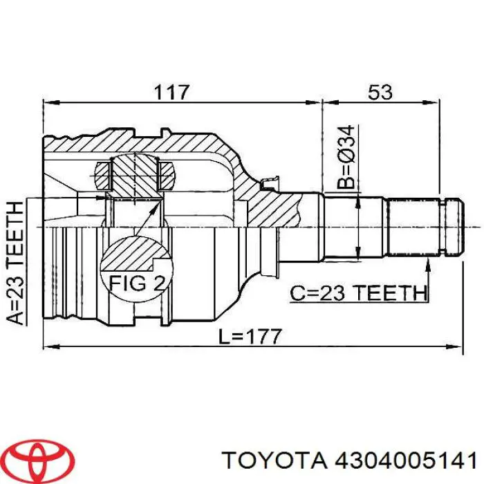 ШРУС внутрішній, передній, лівий на Toyota Auris JPP 