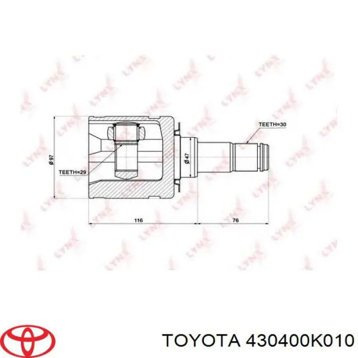 430400K010 Toyota шрус внутрішній, передній