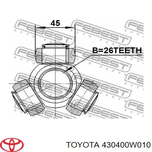 430400W010 Toyota шрус внутрішній, передній, лівий