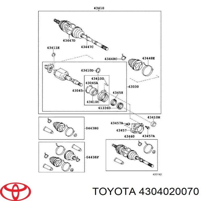 ШРКШ внутрішній, передній Toyota 4304020070 ціна, від 181.75 USD
