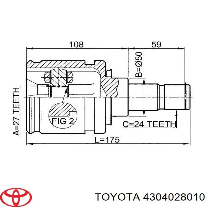 4304028010 Toyota шрус внутрішній, передній, лівий