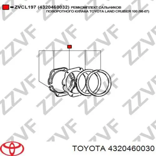 0443460050 Toyota Ремкомплект шкворня поворотного кулака