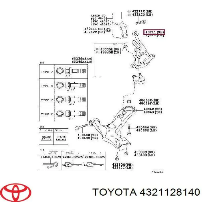 Цапфа - поворотний кулак передній, правий Toyota Previa (ACR50) (Тойота Превія)