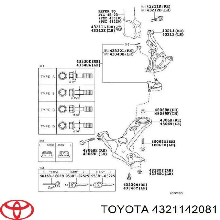 Цапфа - поворотний кулак передній, правий Toyota 4321142081 ціна, від 52.99 USD