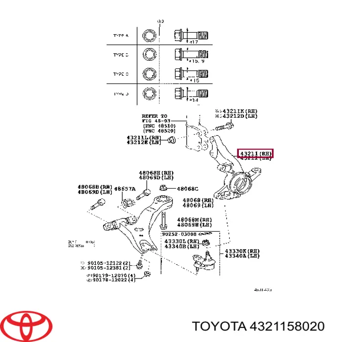 Вісь передня і поворотні кулаки Toyota 4321158020 ціна, від 43.08 USD