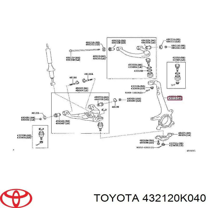 432120K040 Toyota Цапфа поворотна ліва
