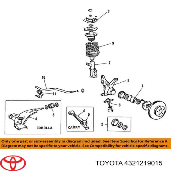 Цапфа передня ліва Toyota 4321219015 ціна, від 55.14 USD