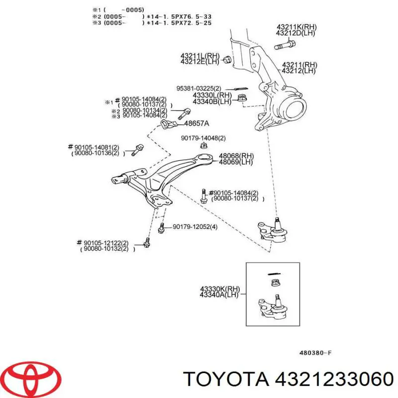 Купити 4321233060 Toyota Цапфа передня ліва