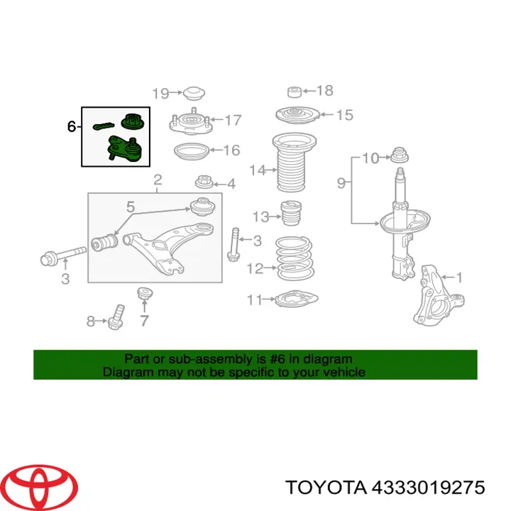 Кульова опора, нижня Toyota 4333019275 ціна, від 22.97 USD