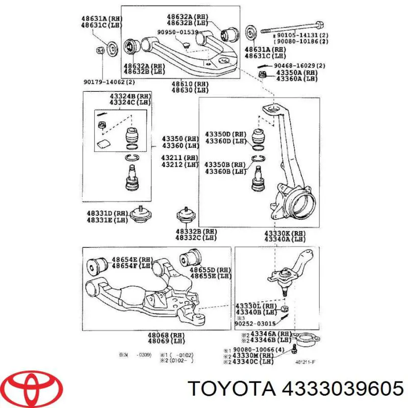 Кульова опора, нижня, права Toyota 4333039605 ціна, від 43.01 USD