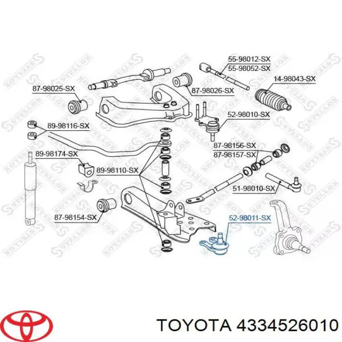 Кульова опора, нижня Toyota 4334526010 ціна, від 19.00 USD