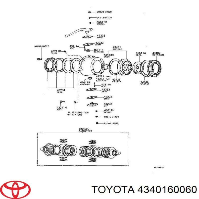 Купити 4340160060 Toyota Цапфа - поворотний кулак передній