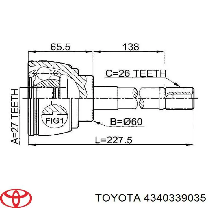 ШРКШ внутрішній, передній Toyota 4340339035 ціна, від 99.03 USD