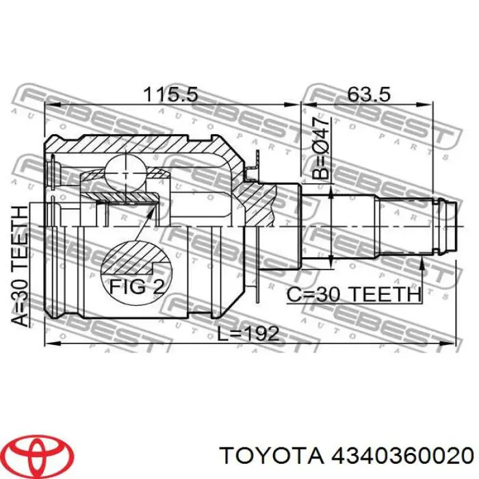 Купити 4340360020 Toyota Граната внутрішня ліва