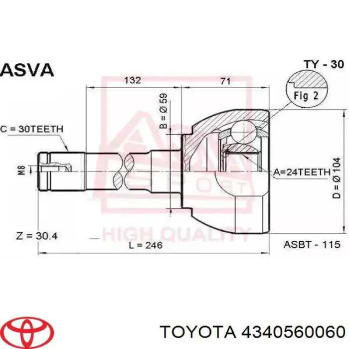 ШРУС зовнішній передній 4340560060 Toyota