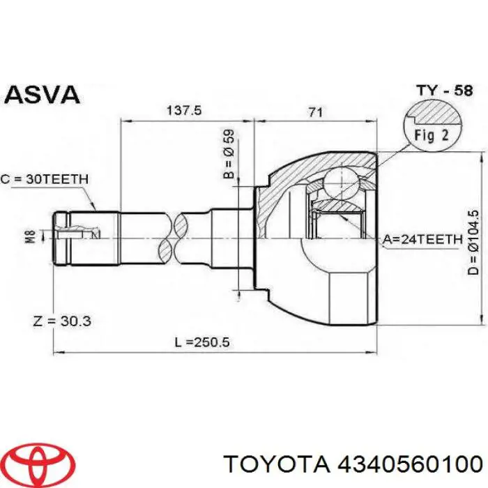 ШРУС наружный TOYOTA 4340560100