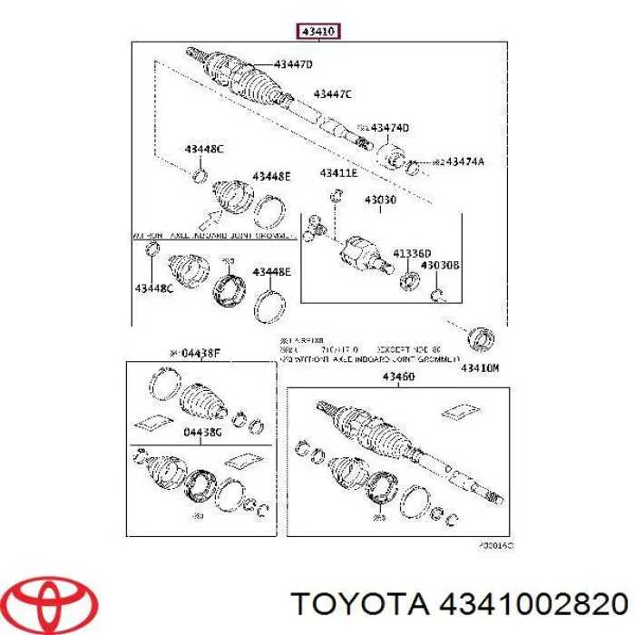 Піввісь передня, права Toyota 4341002820 ціна, від 241.28 USD
