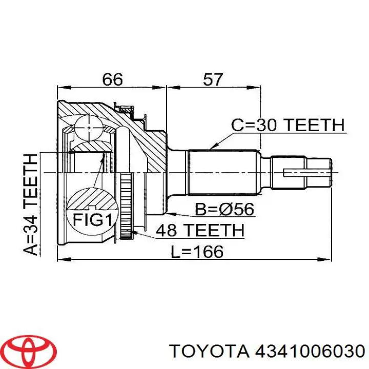 4341006030 Toyota Привід передній правий