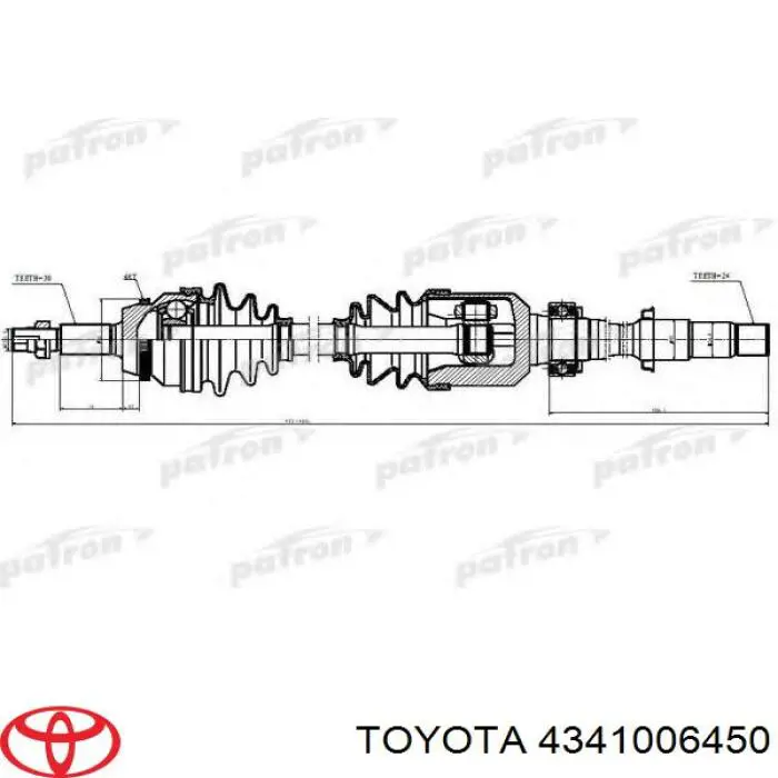 434100W140 Toyota піввісь (привід передня, права)