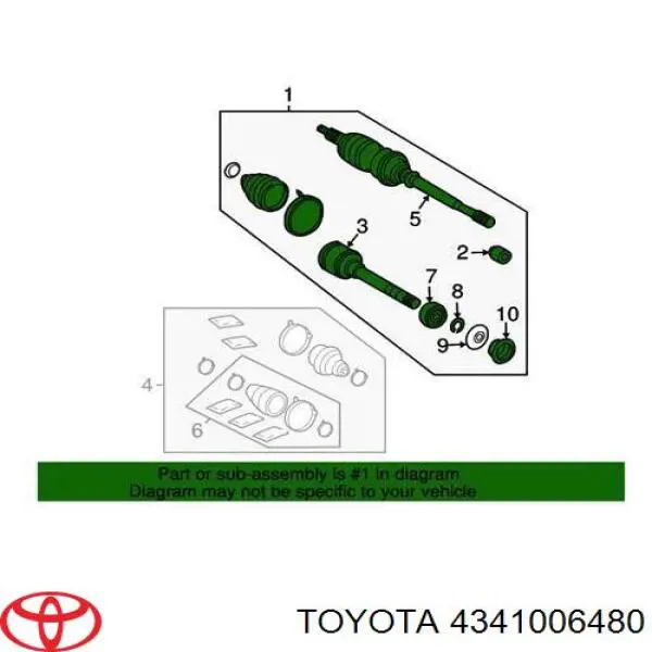 Піввісь передня, права Toyota 4341006480 ціна, від 60.67 USD
