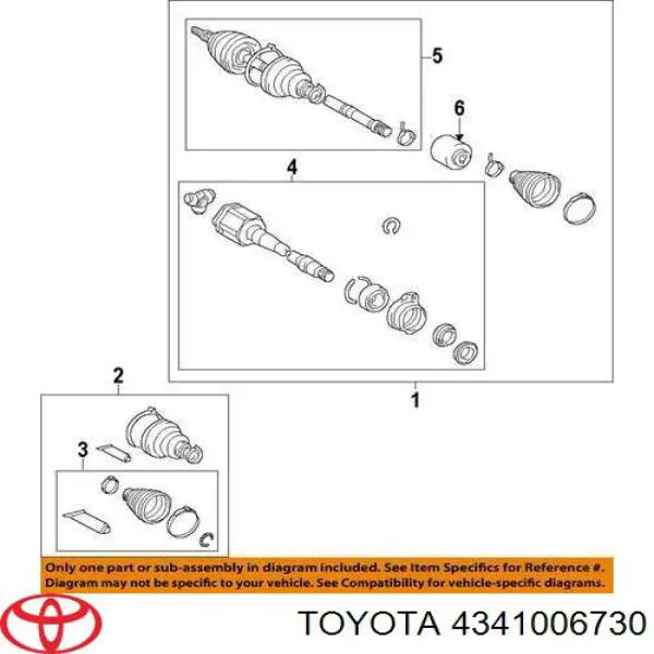 Піввісь (привід) передня, права 4341006B50 Toyota