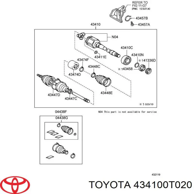Купити 434100T020 Toyota Піввісь права