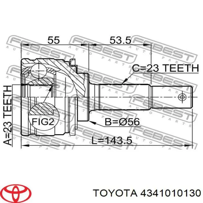 ШРУС зовнішній передній 4341010130 Toyota