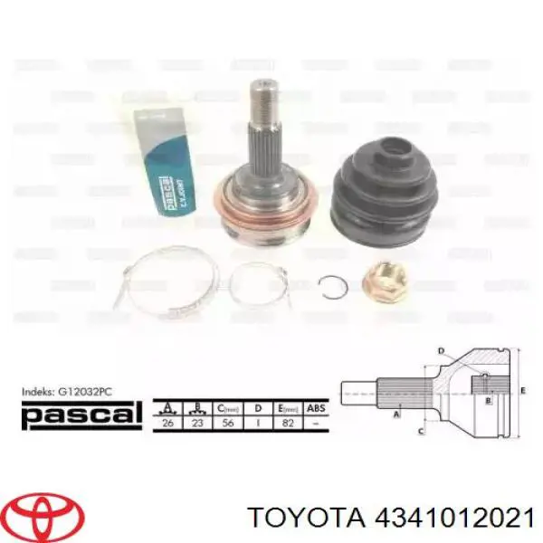 TOYOTA 4341012021 піввісь (привід) передня, права Toyota Starlet