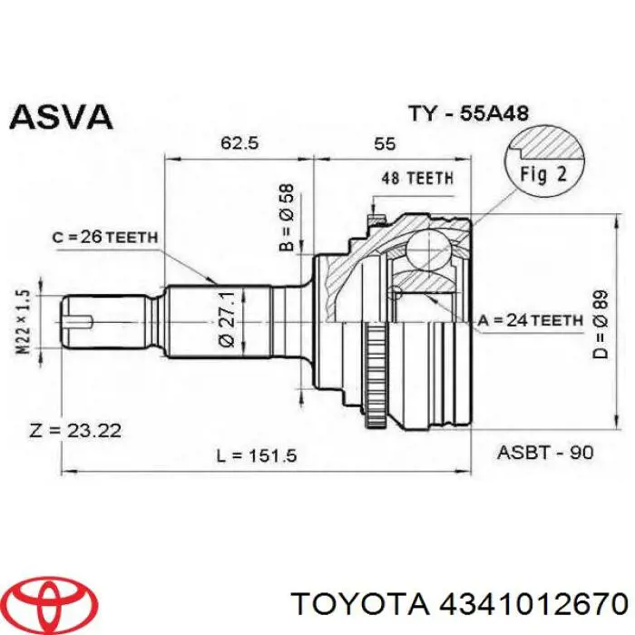 Купити 4341012670 Toyota Піввісь права