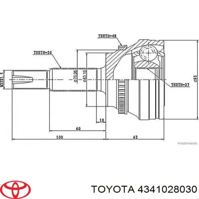 4341028030 Toyota Привід передній правий