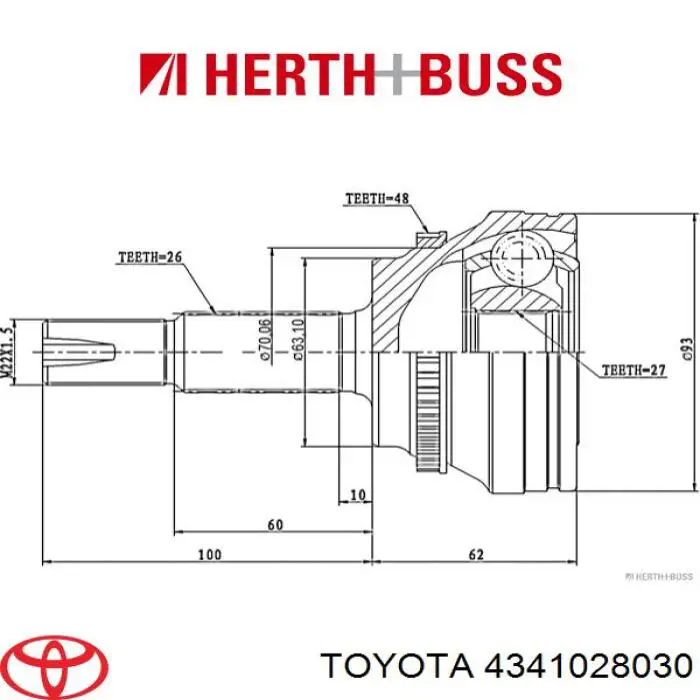 Піввісь передня, права Toyota 4341028030 ціна, від 697.35 USD