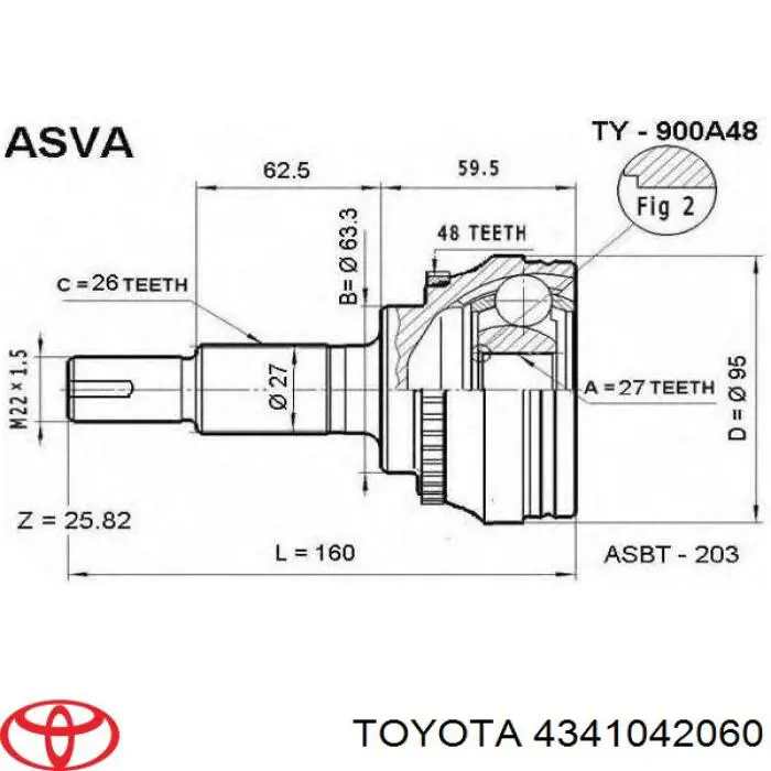 Купити 4341042060 Toyota Піввісь права