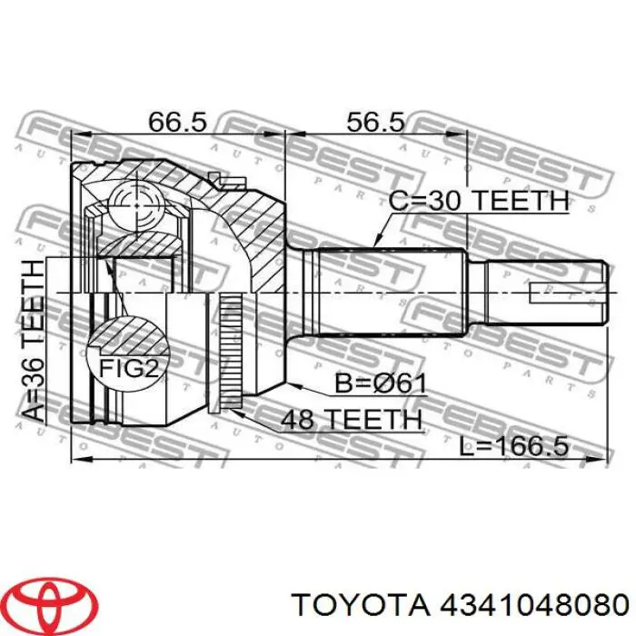 4341048080 Toyota Привід передній правий