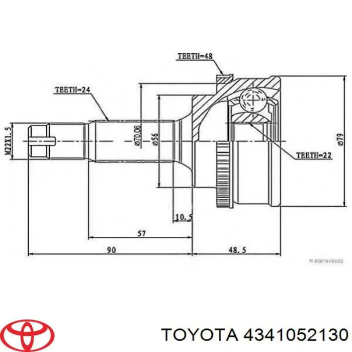 Піввісь (привід) передня, права 4341052130 Toyota