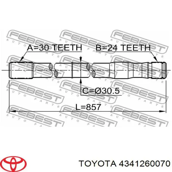 Привід передній лівий Toyota 4341260070 ціна, від 49.86 USD