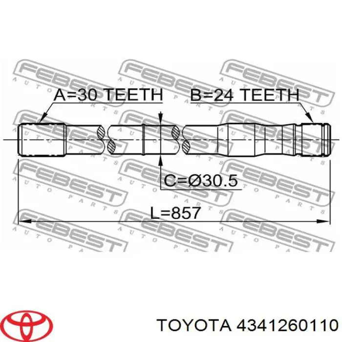 4341260110 Toyota піввісь (привід передня, ліва)
