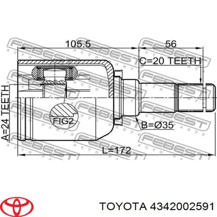 Привід передній лівий Toyota 4342002590 ціна, від 70.54 USD