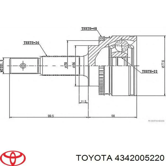 4342005220 Toyota піввісь (привід передня, ліва)