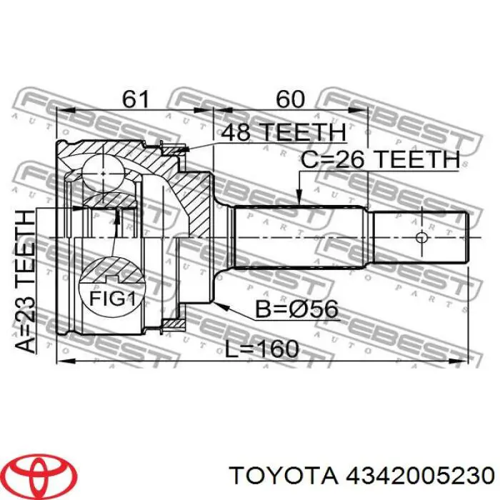4342005230 Toyota Привід лівий