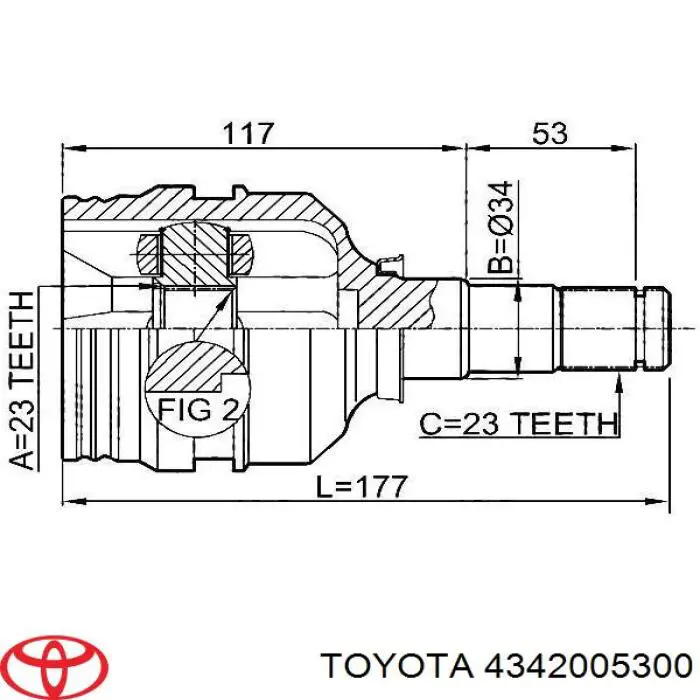 4342005300 Toyota Привід лівий