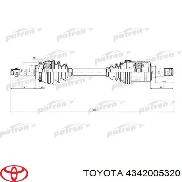 4342005320 Toyota піввісь (привід передня, ліва)