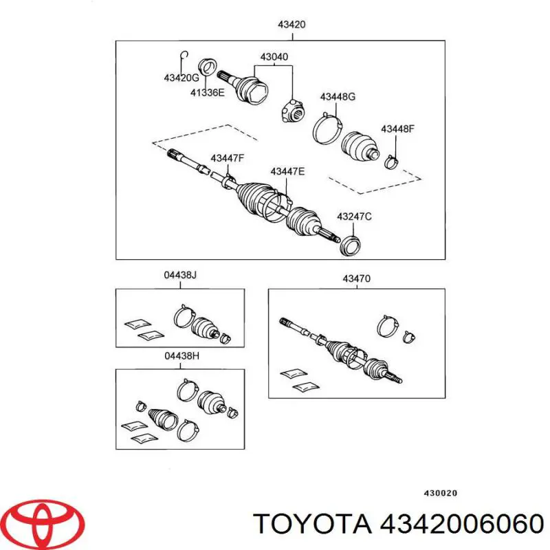 Привід передній лівий Toyota 4342006060 ціна, від 169.30 USD