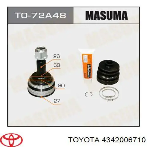 4342006710 Toyota піввісь (привід передня, ліва)
