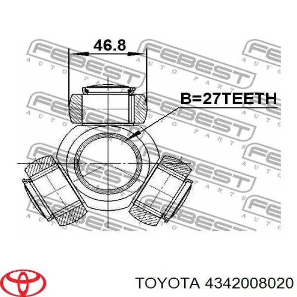 4342008020 Toyota піввісь (привід передня, ліва)