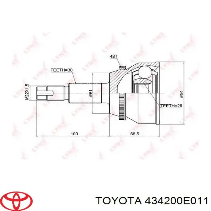 434200E011 Toyota Привід лівий